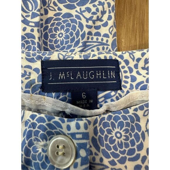 J. McLaughlin Blue and White Paisley Floral Pants Size 6 - Picture 5 of 6